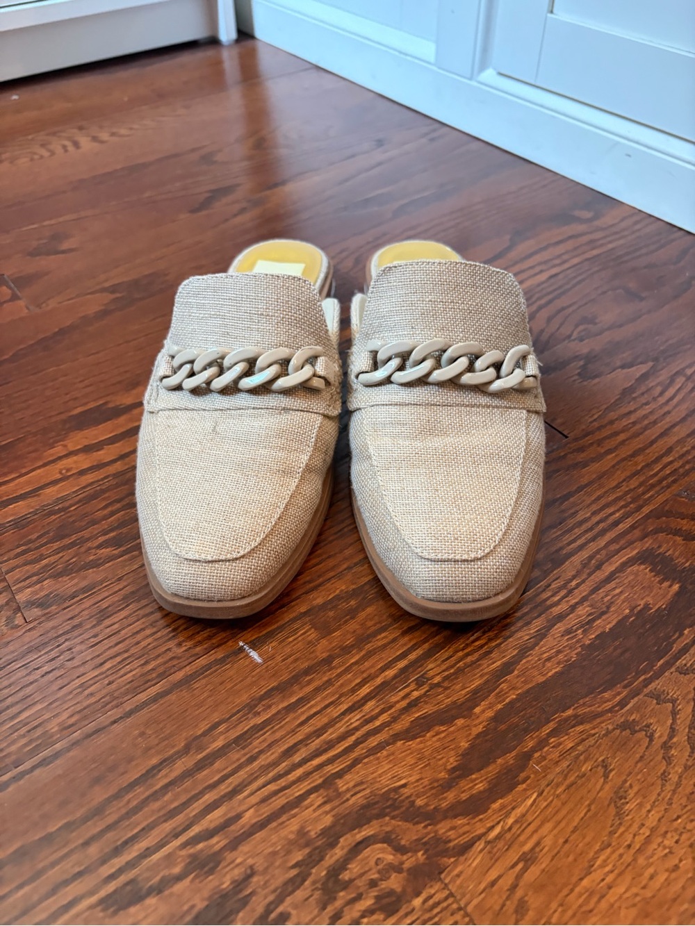 Dolce Vita Beige Chain-Trim Slip-On Loafers